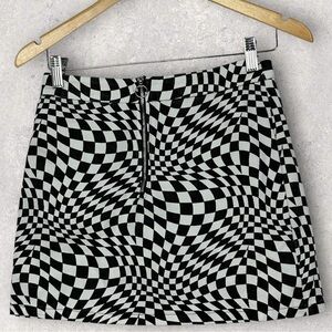 NEW Elodie Retro Wavy Check O-Ring Mini Skirt‎ Black White Size Small Nordstrom